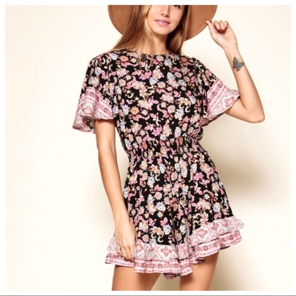 ShopEvelynne Pants - Boho Chic Trendy Short Sleeves Floral Ruffle Romper